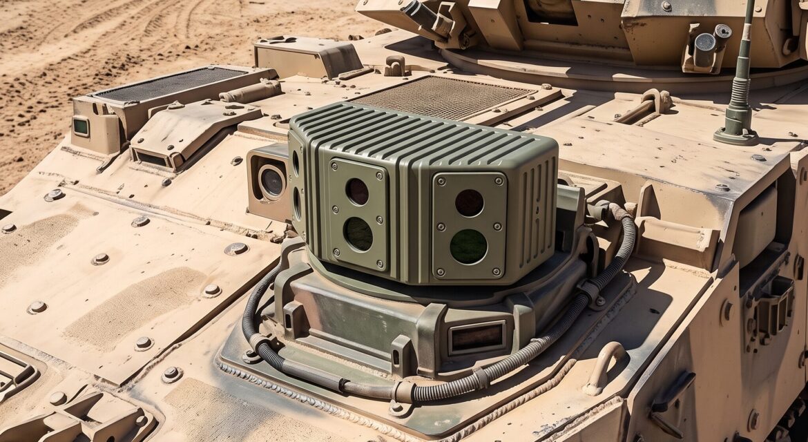 A DVE-3 wide camera on top of an armored vehicle