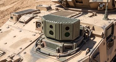 A DVE-3 wide camera on top of an armored vehicle